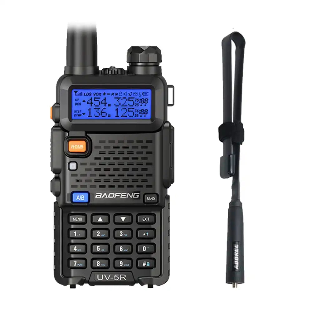 Baofeng UV-5R Dualband-Funkgerät in Schwarz mit 47cm CS-Antenne für verbesserte Reichweite