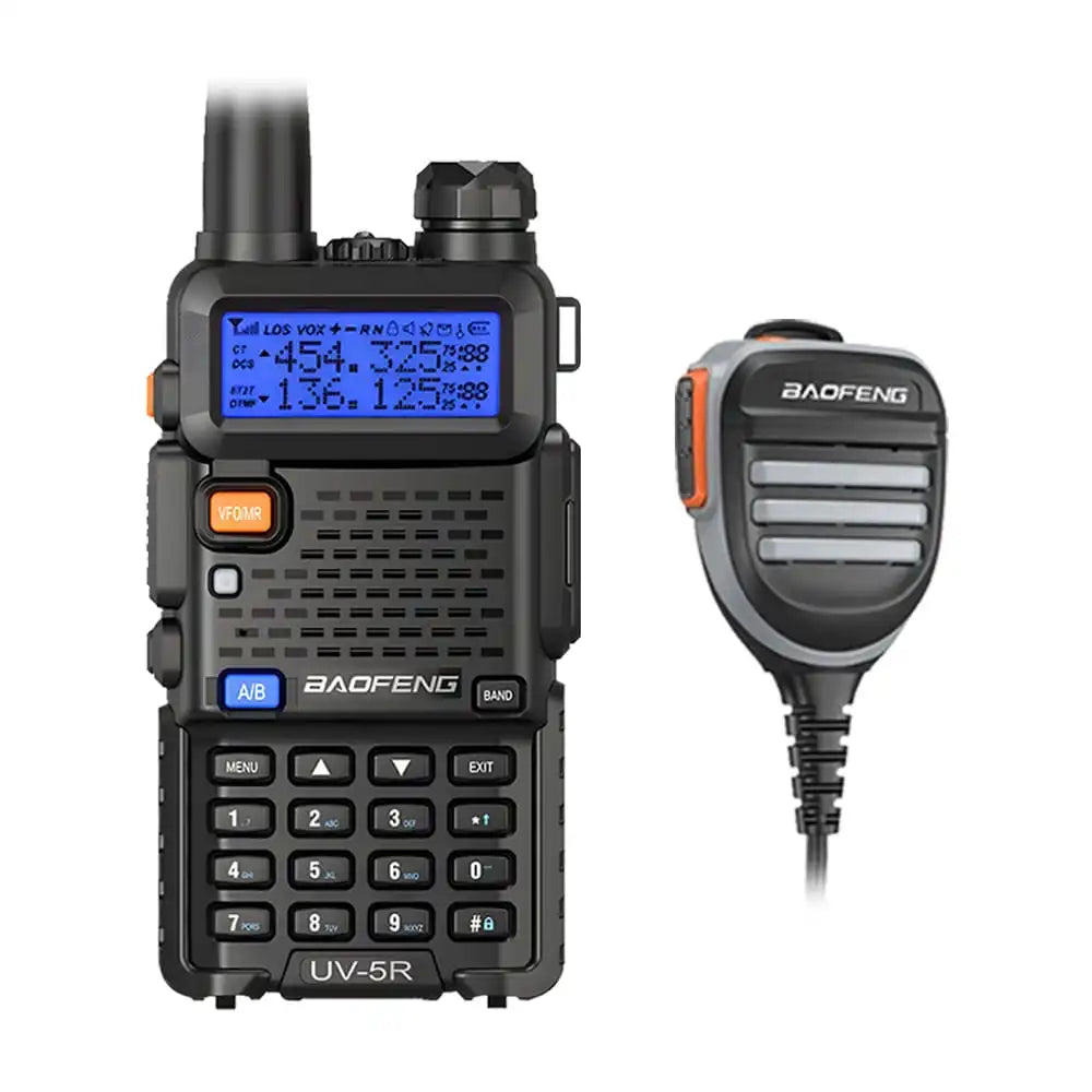 Baofeng UV-5R Funkgerät in Schwarz mit robustem, wasserdichtem Lautsprechermikrofon