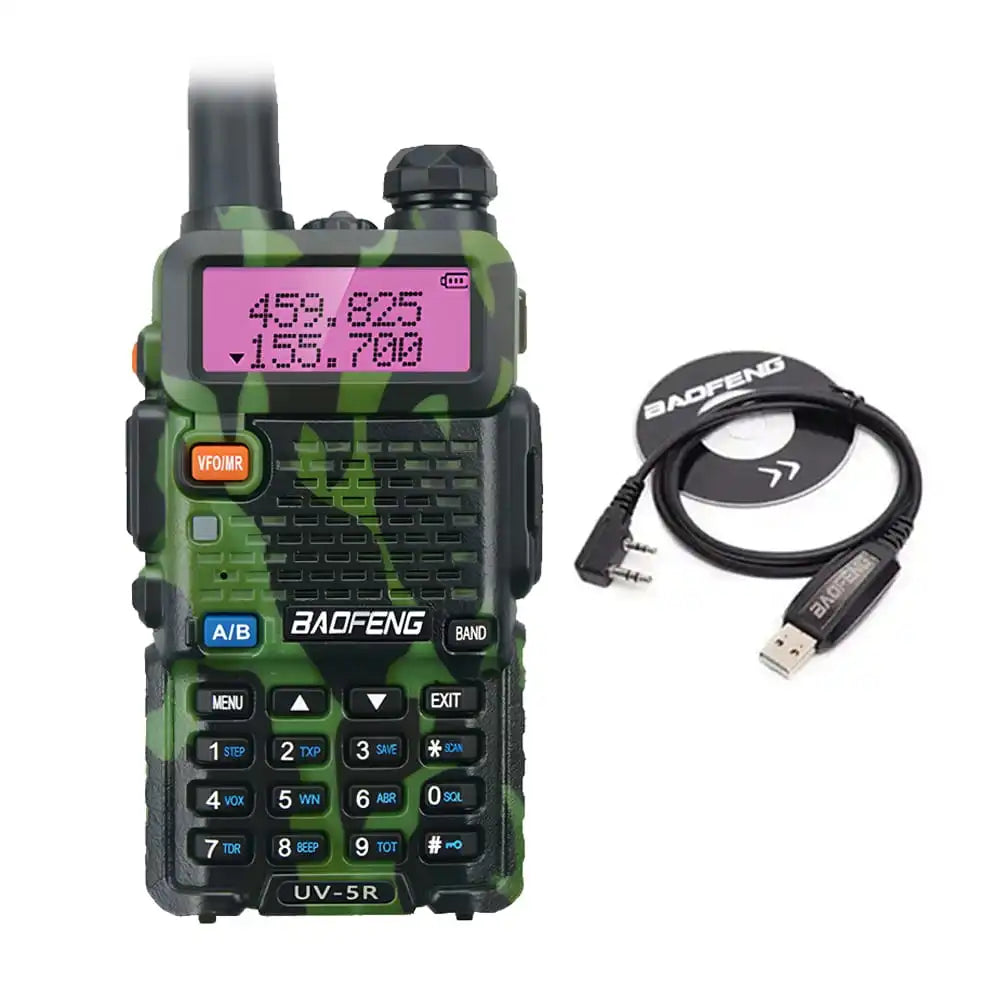 Baofeng UV-5R Camouflage-Walkie-Talkie mit Programmierkabel zur einfachen Frequenzkonfiguration