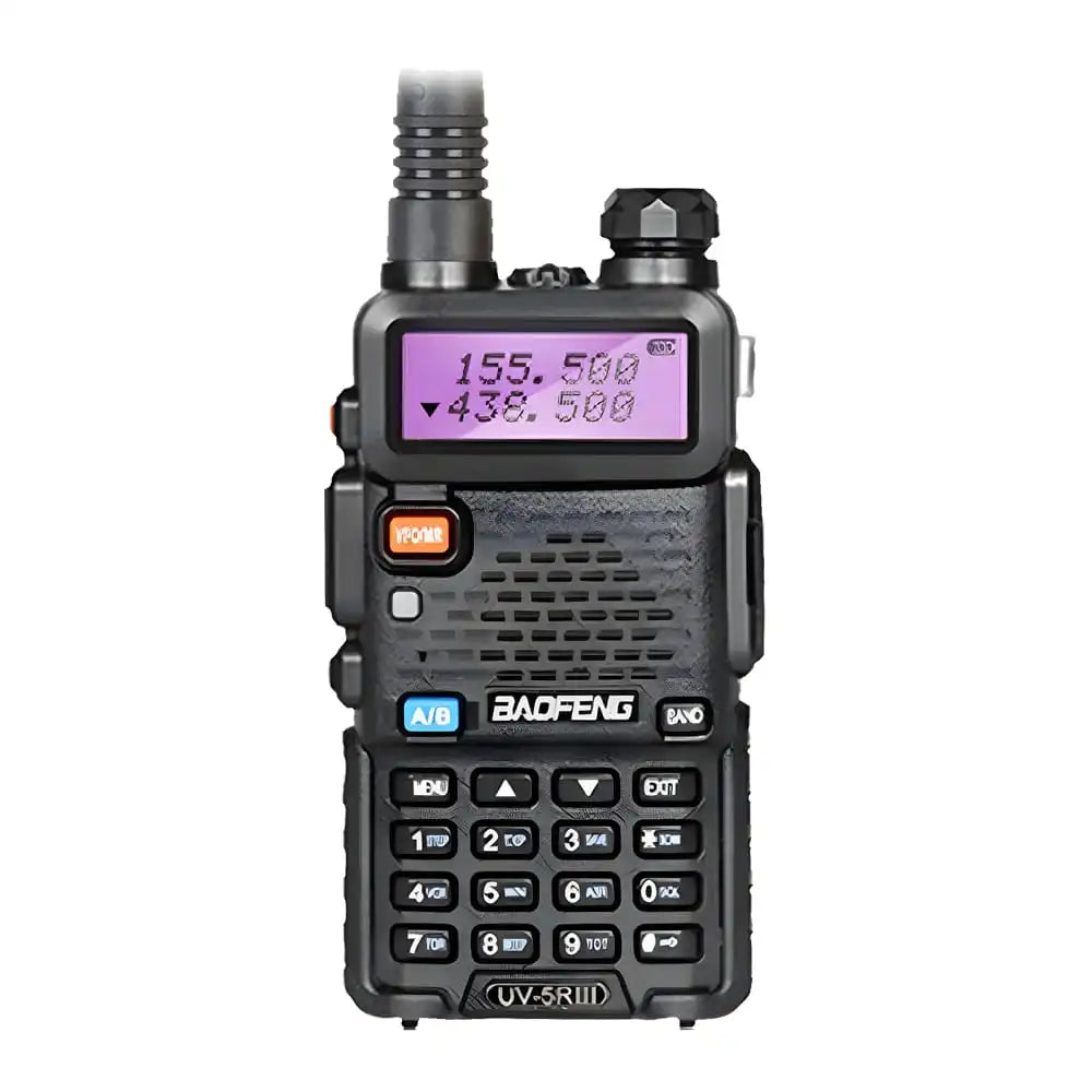 Baofeng UV-5R III Tri-Band Walkie-Talkie in Schwarz.