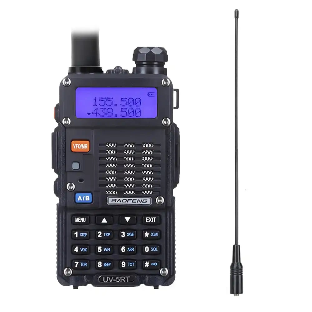 Baofeng UV-5RT-8W Funkgerät mit der flexiblen NA-771 Dualband-Antenne für optimale Leistung.