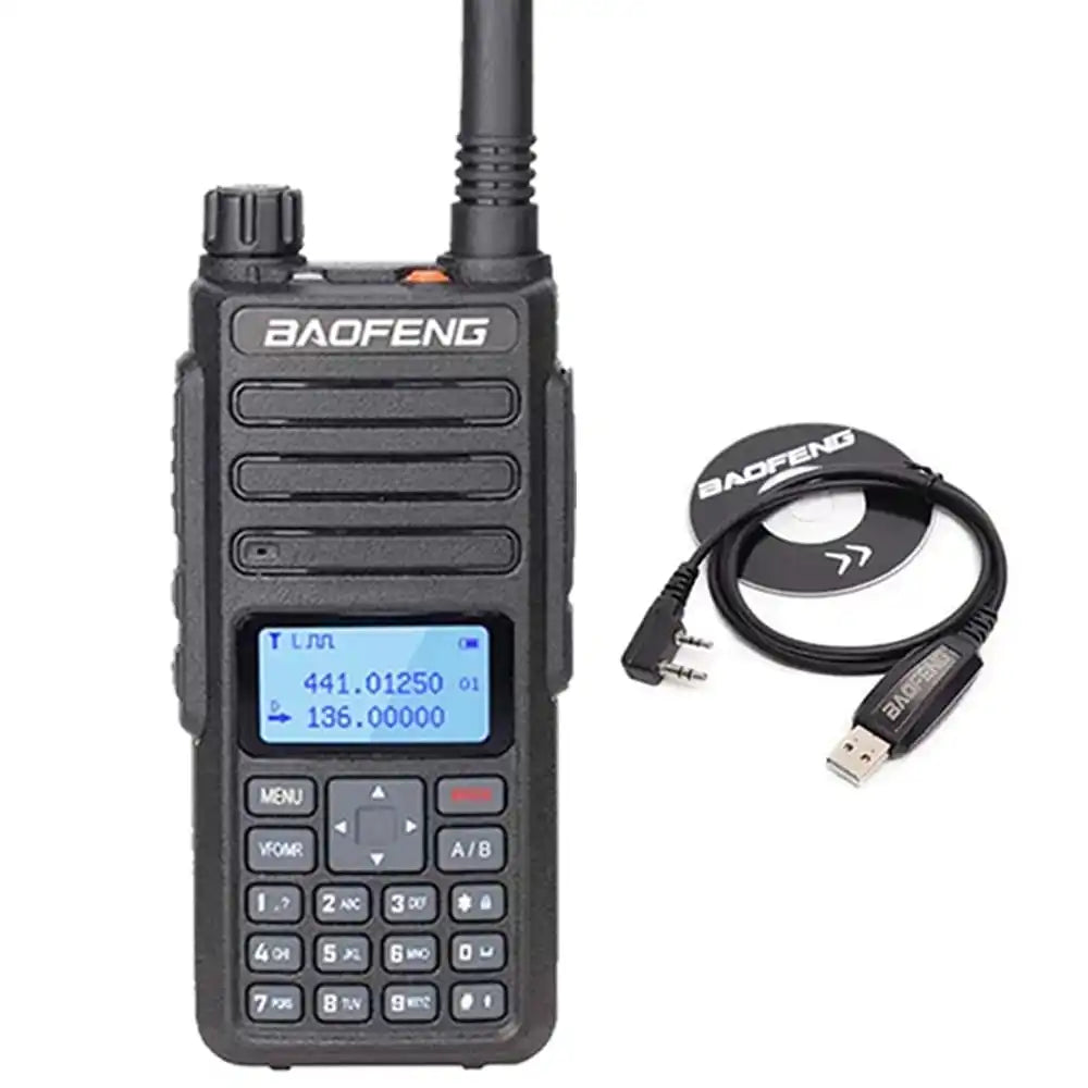 Baofeng BF-H6 10W UHF/VHF Zwei-Wege-Radio und Programmierkabel, ideal für einfache Konfiguration und optimale Leistung.