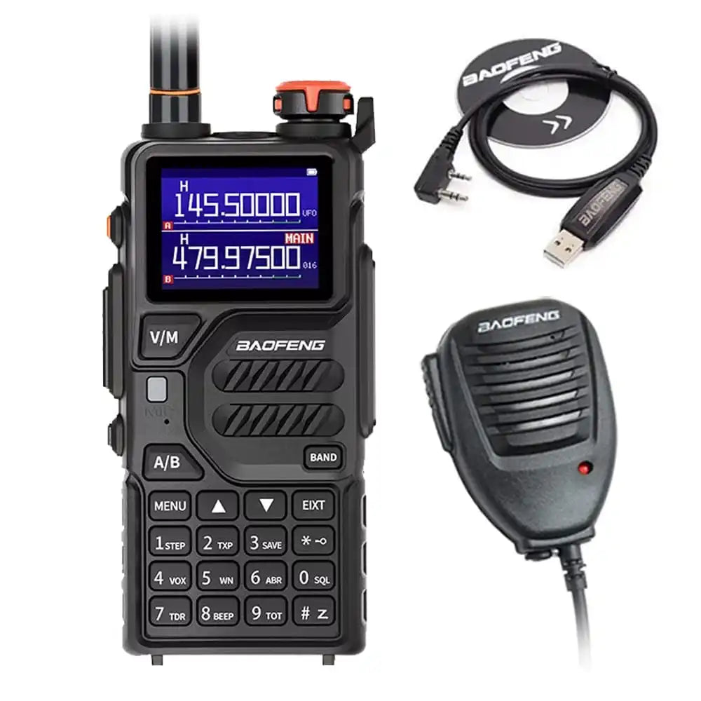 Baofeng UV-K5 Plus 10W Langstrecken-Walkie-Talkie mit externem Lautsprechermikrofon und Programmierkabel