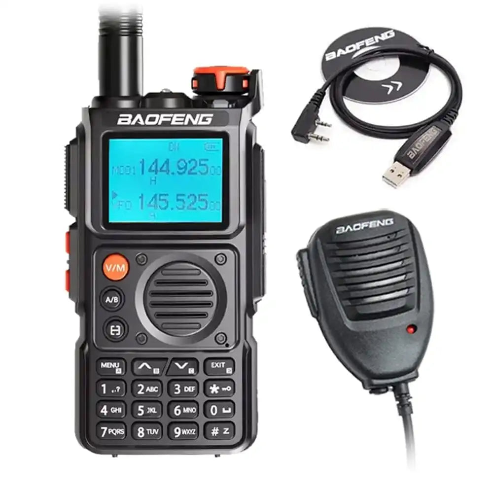 Baofeng UV-K6 Kommunikationsset: Walkie-Talkie, Lautsprecher-Mikrofon und Programmierkabel für vielseitige Nutzung