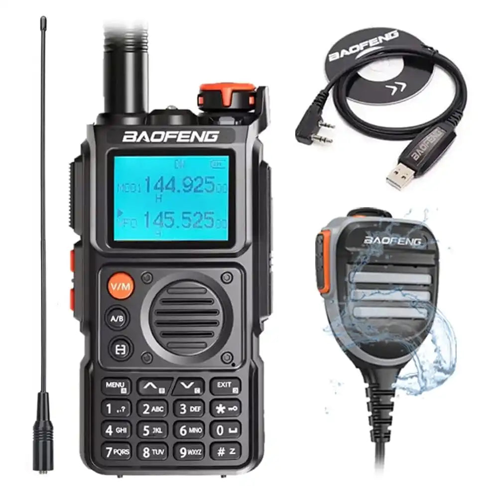 Premium Baofeng UV-K6 Outdoor-Set: Walkie-Talkie, wasserdichtes Lautsprecher-Mikrofon, Programmierkabel und NA-771 Antenne