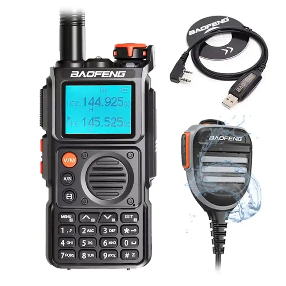Baofeng UV-K6 Set: Walkie-Talkie, wasserdichtes Lautsprecher-Mikrofon und Programmierkabel für robuste Kommunikation