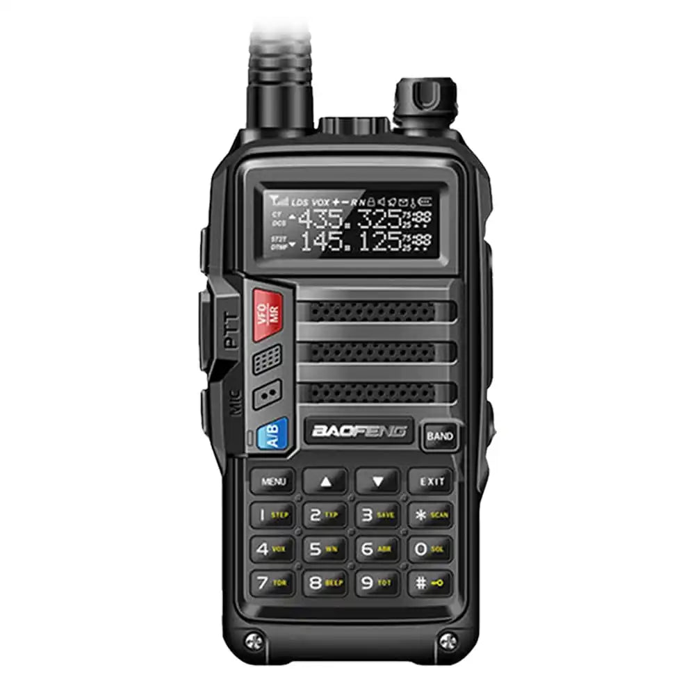 Baofeng UV-S9 Tri-Band 8W Funkgerät in Schwarz, ein leistungsstarkes und vielseitiges Walkie-Talkie.