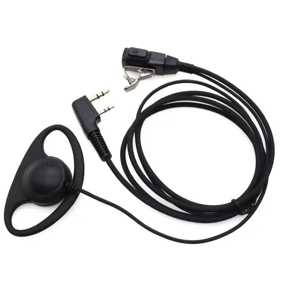 2-Pin Walkie-Talkie Headset mit D-Form Ohrhörer und Push-to-Talk (PTT) Mikrofon