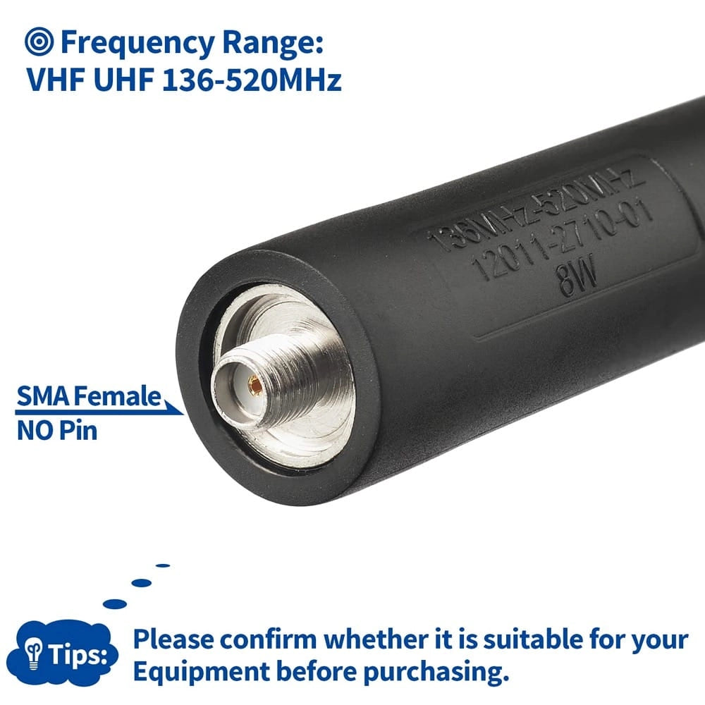 Die Baofeng faltbare CS Taktische Antenne, in voller Länge von 18.8 Zoll (47cm) dargestellt, Frequenzbereich: 136-174MHz / 400-520MHz