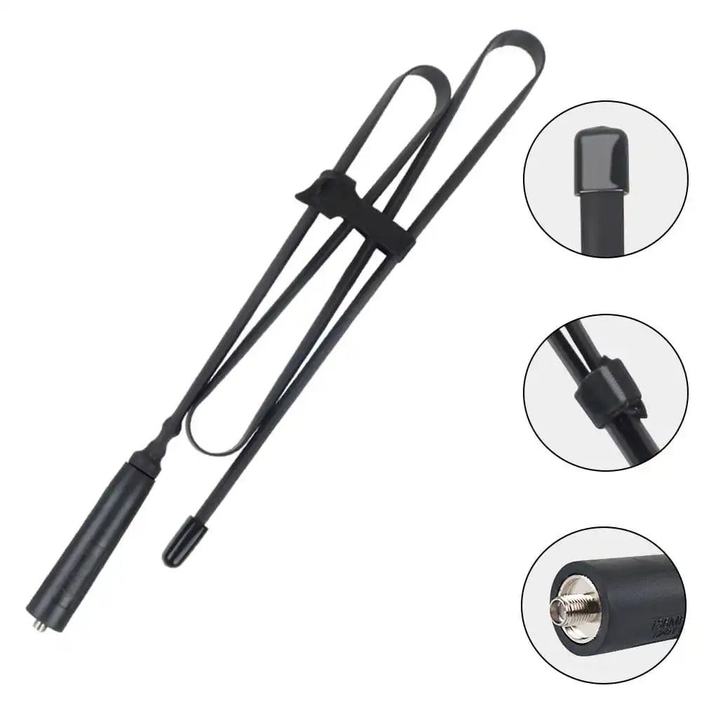 Die faltbare CS Taktische Antenne in ihrer vollen Länge von 42.5 Zoll (108cm), freigestellt auf weißem Hintergrund.