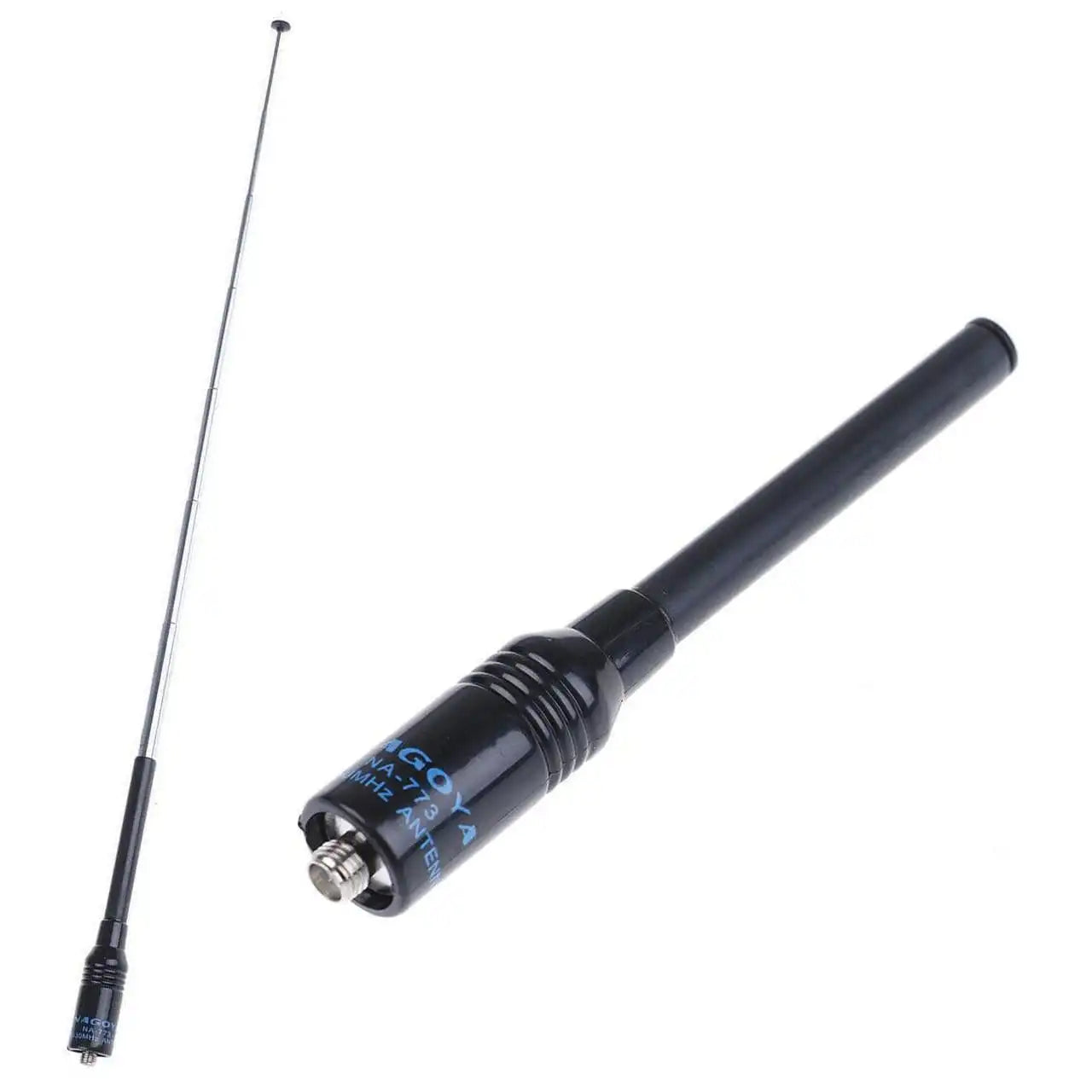 Ansicht der NA-773 SMA-F Antenne von der Seite, wobei der SMA-F-Anschluss deutlich sichtbar ist.