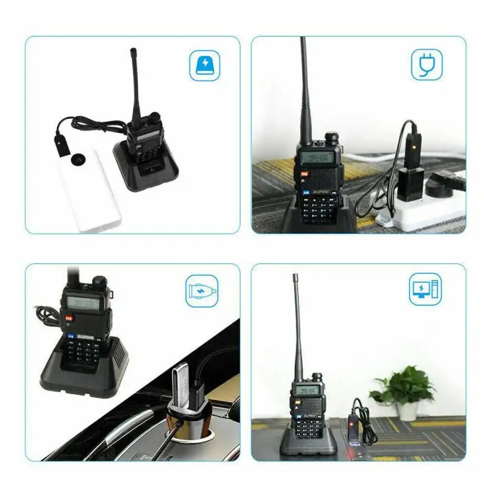 Baofeng UV-5R Walkie-Talkie im Ladekoffer, USB-Anschluss unterstützt Wandladegerät, Computer, Autoladegerät und tragbares Ladegerät